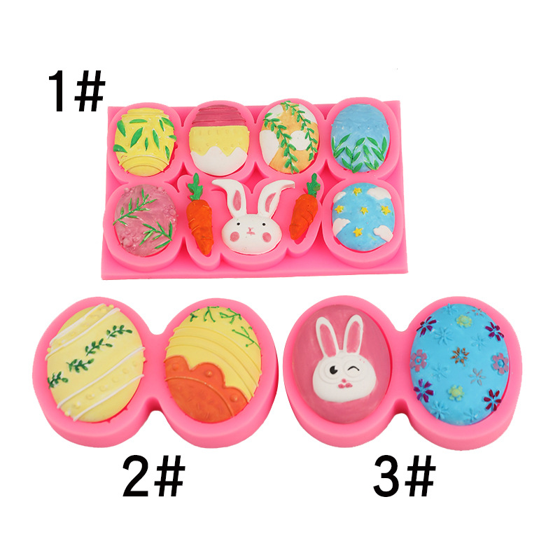 Patrón huevo silicona fondant cake DIY molde conejo de Pascua creativo hornear herramienta decoración adornos