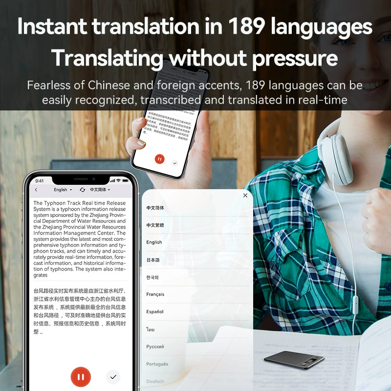 Диктофон-ручка ChatGPT AI с экраном, многоязычный перевод, транскрибирование и запись