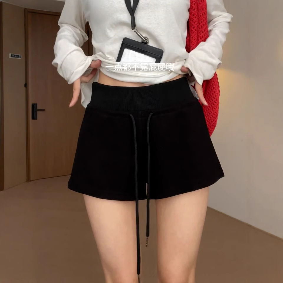 플러스 사이즈 fat mm 아메리칸 드로스트링 스포츠 스타일 반바지 여성 여름 신작 루즈 캐주얼 a 라인 짧은 와이드 레그 핫 팬츠