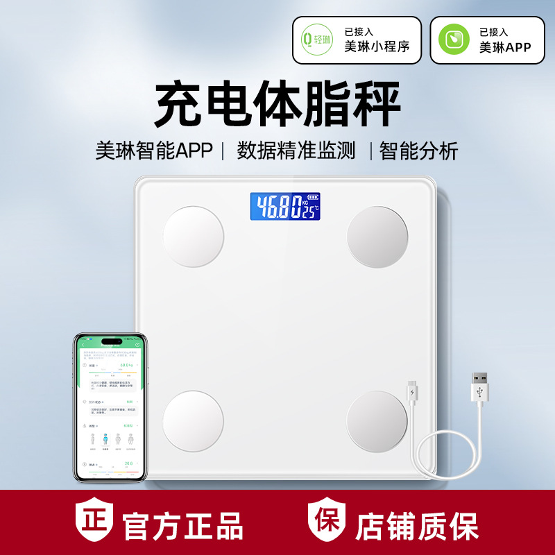 White rechargeable body fat scale