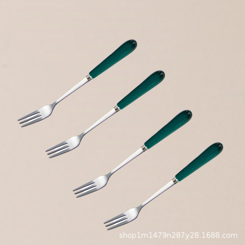 304 creativo pastel de acero inoxidable Tenedor de fruta de alta gama lindo niños seguridad fruta palo pequeño tenedor luz colección de lujo