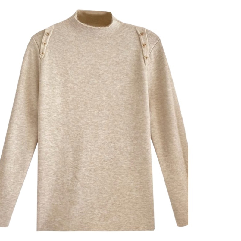 Camisa de fondo de punto de cuello alto para mujer con suéter de terciopelo de una pieza de estilo occidental Otoño e Invierno 2023 nuevo top de alta calidad