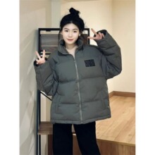 韩版拼色连帽假两件棉服女外套学生冬季新款加厚宽松百搭棉衣棉袄