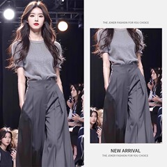 今年人気の韓国風ゆったりおしゃれカジュアル半袖シャツとカジュアルパンツのツーピーススーツセットです。