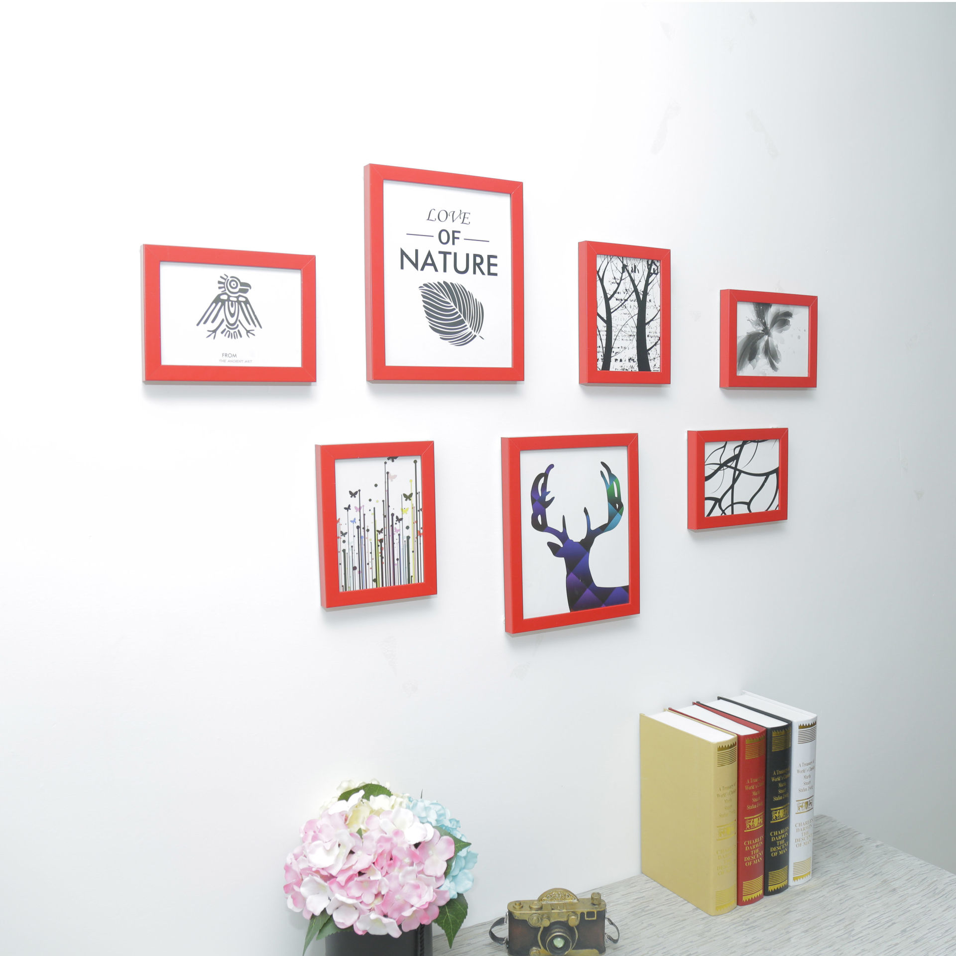 Pequeña pared Nórdico decorativo foto pared Punch-libre pared decorativo foto marco dormitorio colgante de pared marco de fotos ins marco de fotos