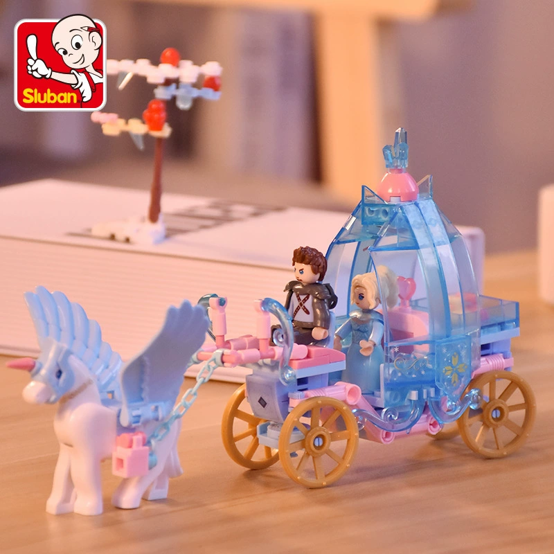 Winter constructor, castle, magic carriage, toy
