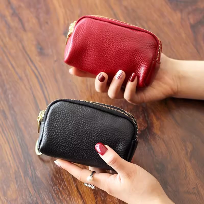 Mini Small Bag Top Layer Cowhide Coin Purse Three Zipper Coin Bag Multifunctional Key Bag Small Short Wallet Mini Small Bag Top Layer Cowhide Coin Purse Three Zipper Coin Bag Multifunctional Key Bag Small Short Wallet