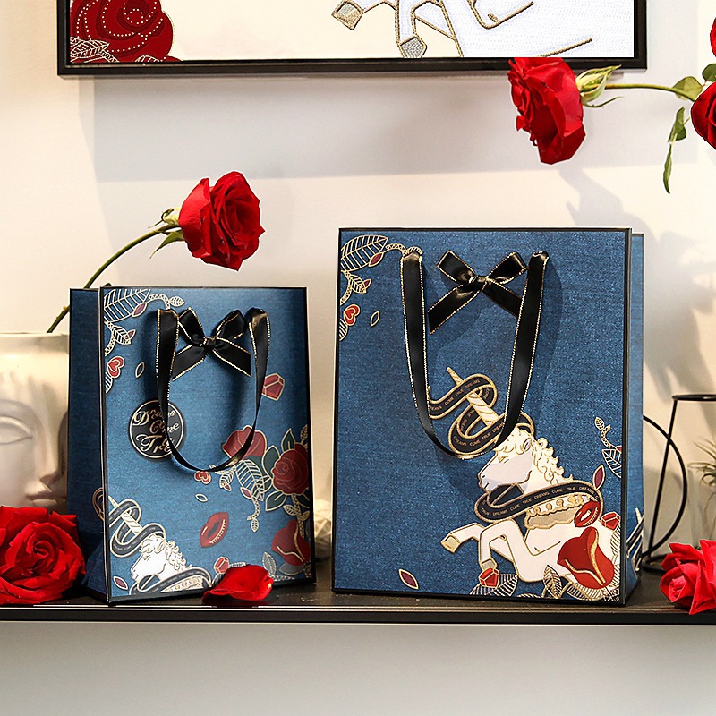 精美手挽袋纸袋子玫瑰礼袋包装袋定制手提礼物袋礼品袋手拎袋定做