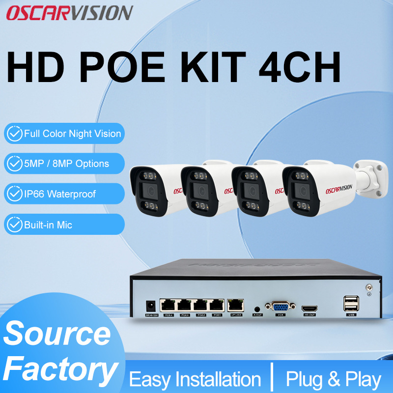 Poe güvenlik kamerası seti 4k yüksek çözünürlüklü gece görüşlü kayıt kamerası iç ve dış mekan su geçirmez monitör ekipmanı