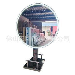 Barber Shop Special Hairdressing Mirror Hairdressing Mirror Table Single-sided Floor Mirror Hair Salon LED Mirror Stainless Steel Frame