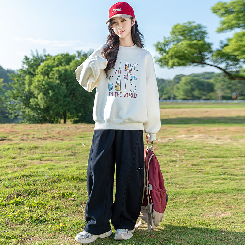 女童卫衣2025新款中大童洋气超好看韩系宽松初中生青少年春秋款潮