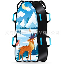 可折叠雪橇便携雪橇坚固耐用滑雪板带转向手柄雪爬犁儿童雪车