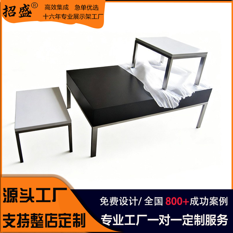 服装店高低置物架落地流水台展示台收纳摆件铁艺展示架男装货架