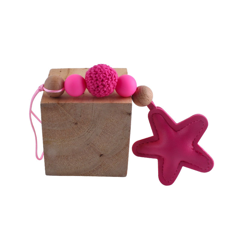 Creativo DIY nuevo colorido estrella de cinco puntas Arco Iris colgante de lana Bola de silicona perlas llavero colgante bolsa colgante