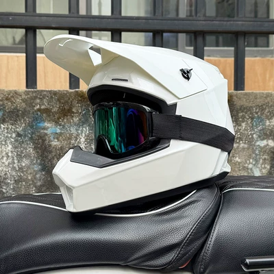 Motosiklet kaskı (dəbilqə) | Women, Rally Full-Face Helmet, Mountain - pearl-white-666-color-mirror-s