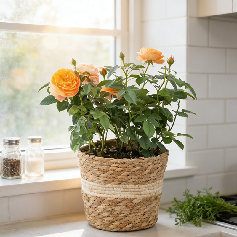 [Procesamiento personalizado] plantas creativas de paja trenzadas en maceta de vinas trenzadas en cestas de plantas verdes trenzadas balcón decoración de maceta de carne