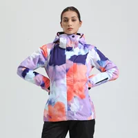 Зимний новый лыжный костюм женская куртка вата утолщенный теплый и ветрозащитный водонепроницаемый двойной пластины цветного цвета внешней торговли снежная одежда женская модель