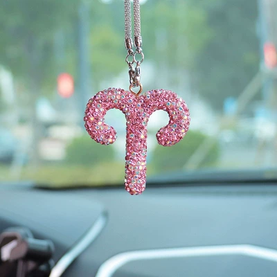 Car hanging interior pendant car supplies - pink-ab-mixed-color-diamond-aries