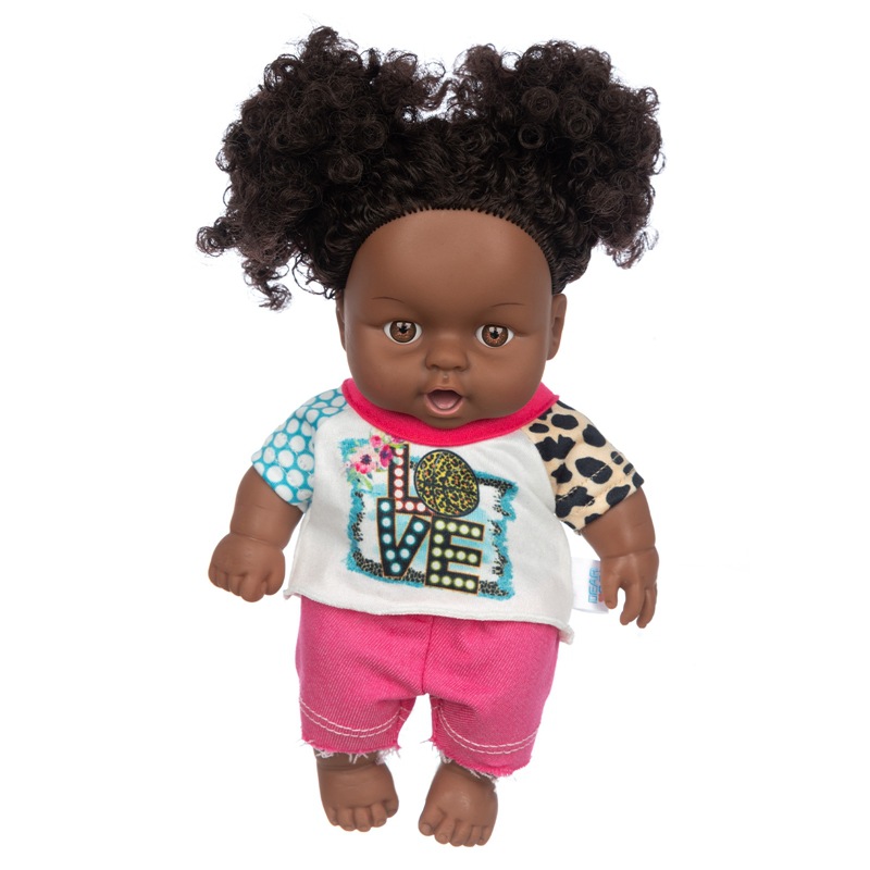 Muñeca rizada del bebé negro africano venta al por mayor muñeca renacida Venta caliente piel negra vinilo muñeca bebé juguete