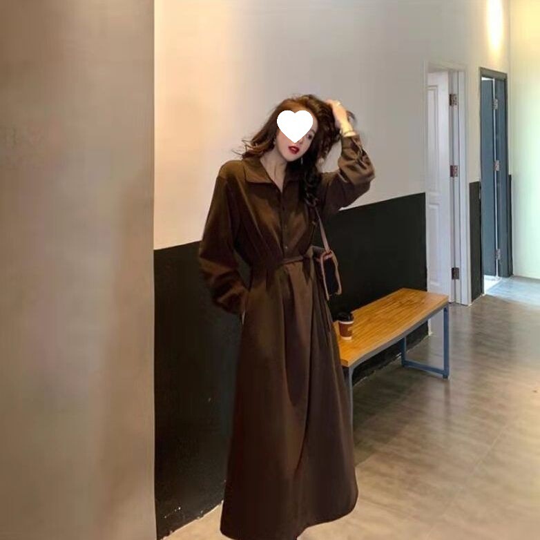 收腰衬衫连衣裙秋冬仙气赫本风新款长袖女早复古法式气质裙子2025|undefined