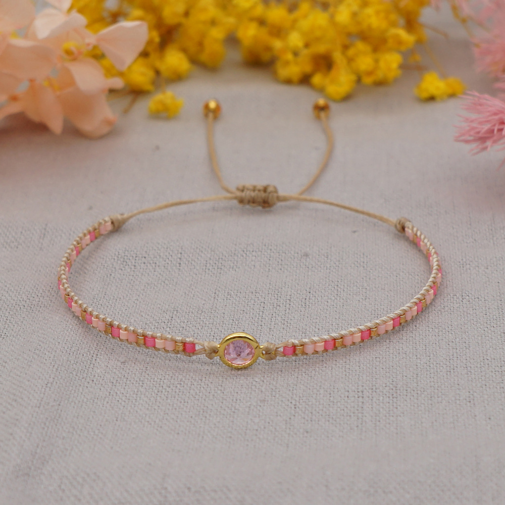 Niche Design Fashion Simple Miyuki Rice Beads Hand-woven Diamond-studded Friendship Rope Small Bracelet display picture 8
