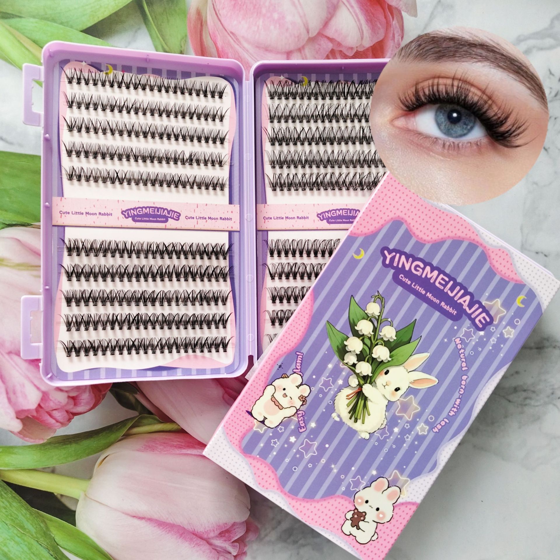 20 filas de paquete de caja de regalo de pestañas falsas transfronterizas, pestañas falsas densas, pestañas falsas sin pegamento.