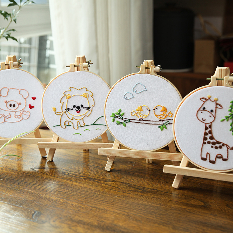 Lindo conejo bordado DIY colgando pintura de los niños Lu bordado puntada primaria práctica punto cruz dibujos animados pequeños adornos de animales