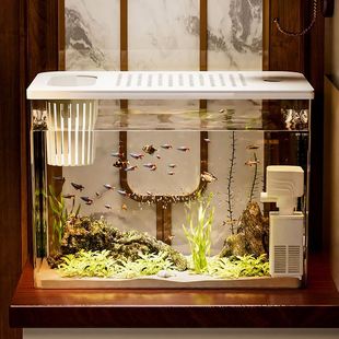 Fish Tank Aquarium Desktop Ecological Goldfish Tank Plastic High Transparency Home Living Room Landscaping Small and Medium-Sized Lazy Fish Tank
