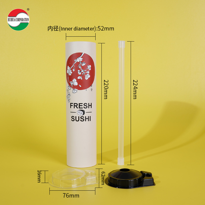 Fábrica de stock tubular de sushi con tubo de salsa 52mm de calibre de sushi envases de papel de grado alimenticio para llevar sushi image 5
