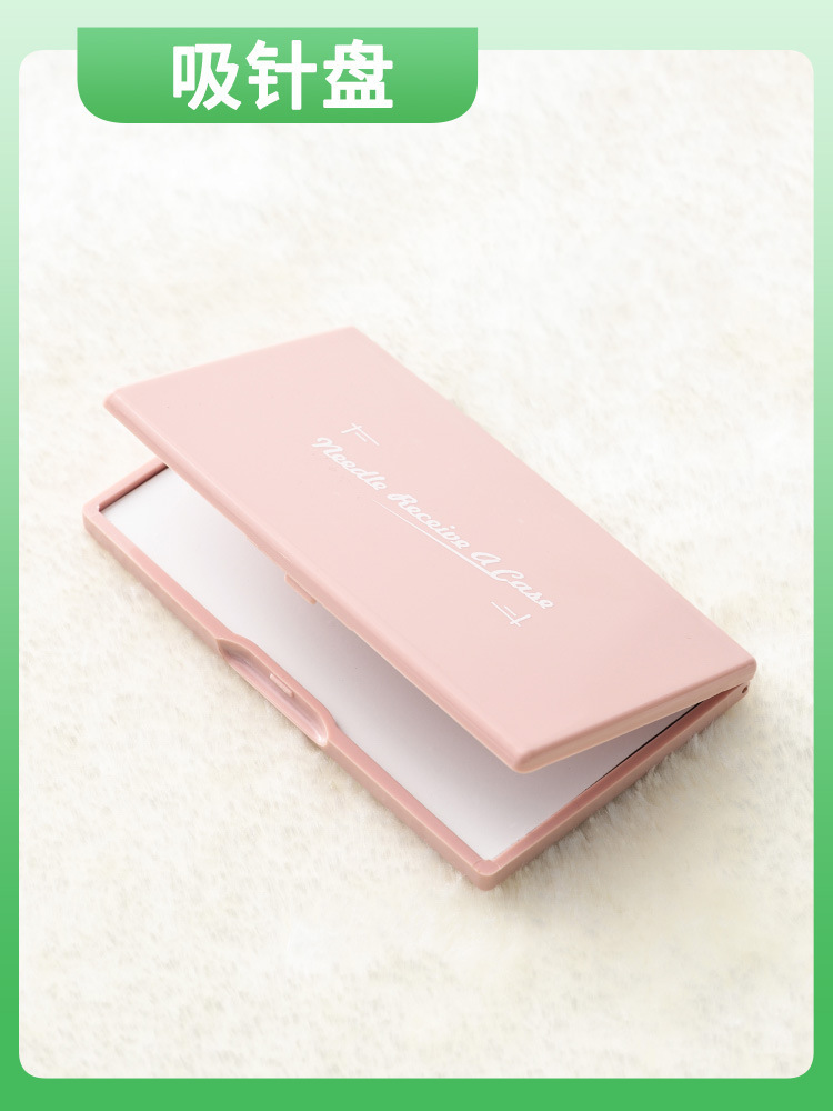 Caja de agujas para agujas de sutura magnéticas rosadas, caja de herramientas portátiles de cuero para agujas de sutura magnéticas domésticas di-i