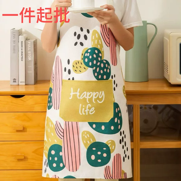 Cross-Border Supply of Fashionable Printed Aprons, Waterproof and Oil-Proof Household Aprons, Kitchen Sleeveless Aprons, Customizable