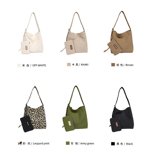 2024 summer new cross-border bag wrinkled armpit bag tote bag Korean style canvas bag large capacity shoulder bag for women