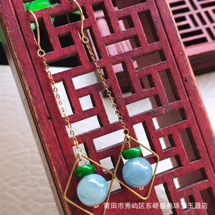 Manufacturers wholesale Myanmar natural jadeite earrings A cargo gold inlaid violet earrings with certificate