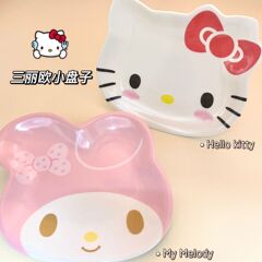 三麗欧のかわいいアニメの小さい皿の美楽ティのkittyのメラミンの果物の皿は骨の皿のケーキのスナックの皿を吐きます。