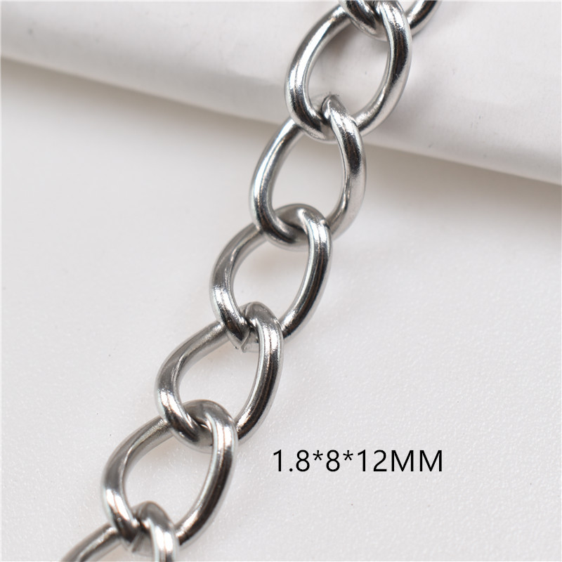 Botones de ocho caracteres, tiras de cadena DIY decoradas con vallas publicitarias de cadena retorcida de acero inoxidable, cadenas colgantes, jeans, ropa colgante, cadenas metálicas
