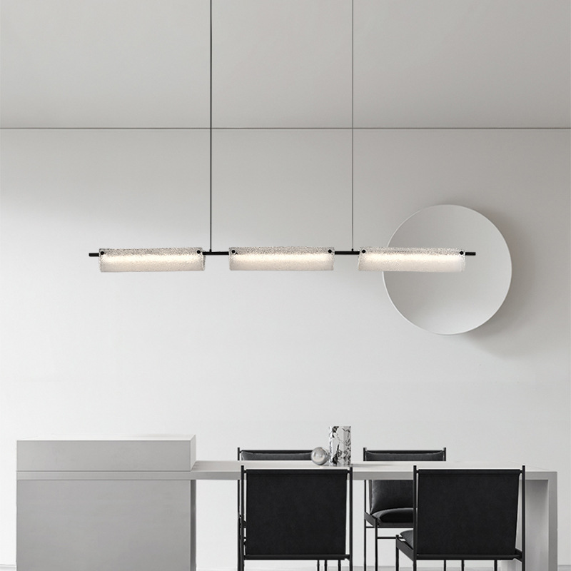 Italiano minimalista lujoso candelabro moderno de alta gama de vidrio nublado bronce creativo lámparas de restaurante