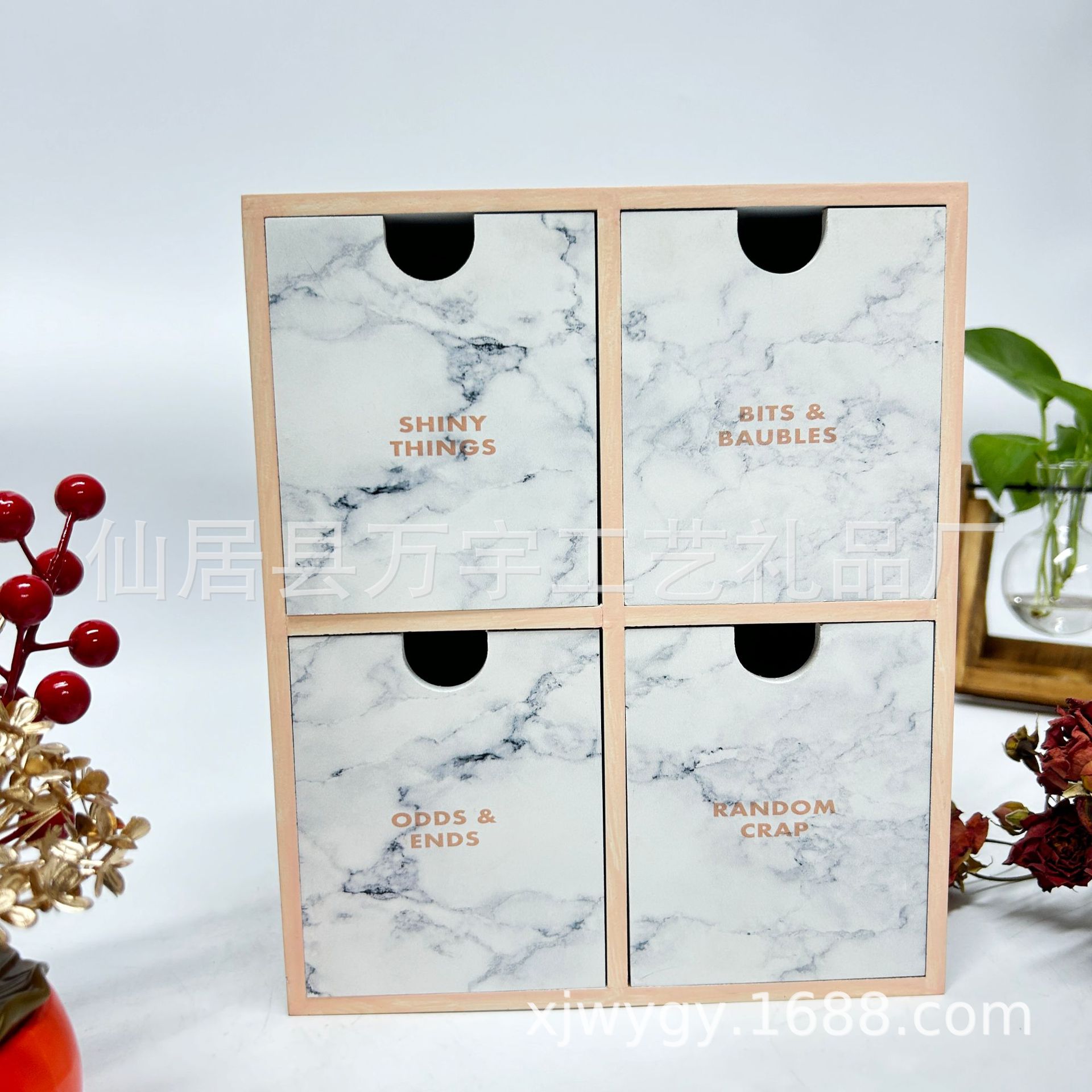 제조 업체 도매 나무 보관 상자 데스크탑 방진 캐비닛 서랍 보석 상자 다기능 식료품 캐비닛 국경 간 판매