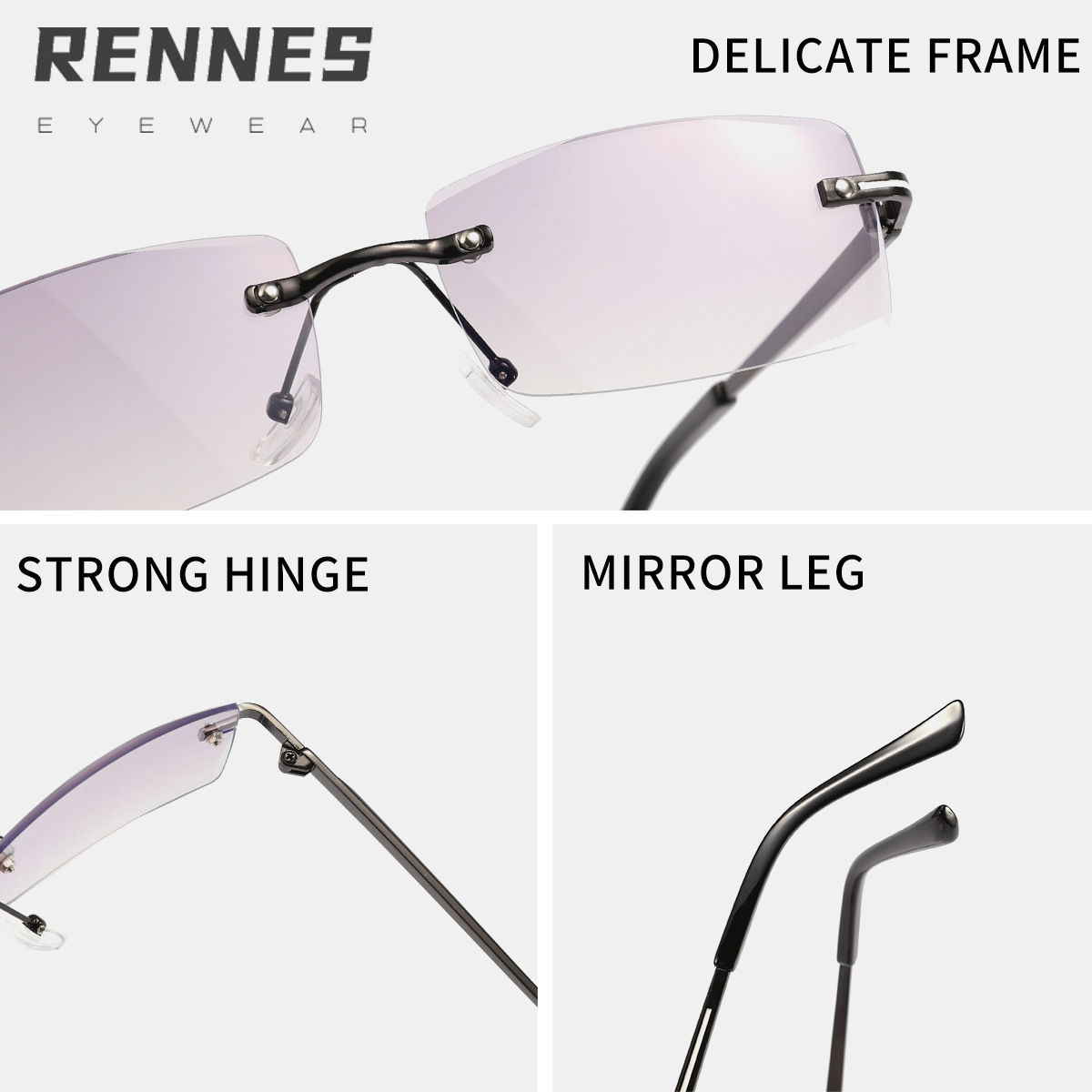 Nuevas gafas anti-azul rectangulares sin montura de metal retro transfronterizas para hombres y mujeres gafas de marco de miopía de negocios Glasses