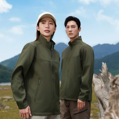 新型アウトドアソフトシェル立襟突撃服定印ロゴ会社企業活動コート作業服ジャケット男