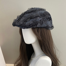 前进帽女韩系复古蕾丝春夏季新款显脸小鸭舌帽高级感洋气时髦帽子