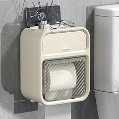 トイレティッシュボックス壁掛け式リール穴なし引き出し箱収納ボックス家庭用浴室二重棚