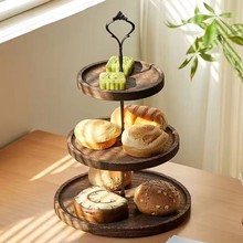 欧式木质家用客厅点心架蛋糕托盘三层整理架水果甜品台装饰展示架