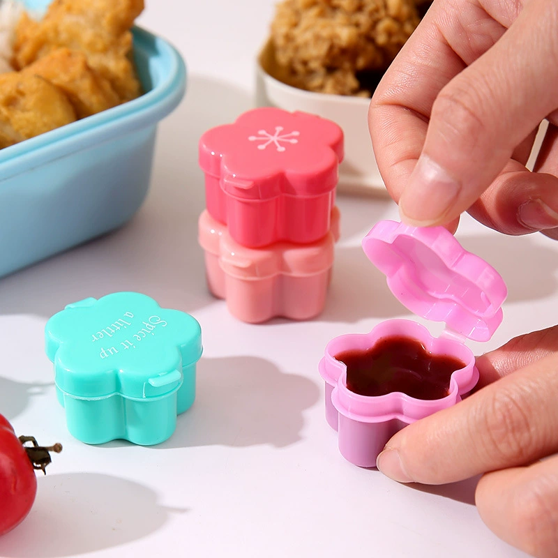 Мини-портативная коробочка для соусов, дизайн Котенный коготь и Цветок, ланч-бокс-салат с помидором, карманный размер