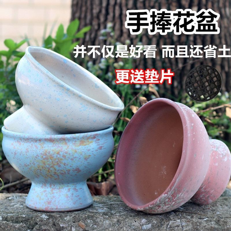Large-diameter succulent flower pot, splash-ink hot pot pot, breathable coarse pottery, for home balcony, large bonsai pot, in stock, available for direct shipping Large-diameter succulent flower pot, splash-ink hot pot pot, breathable coarse pottery, for home balcony, large bonsai pot, in stock, available for direct shipping