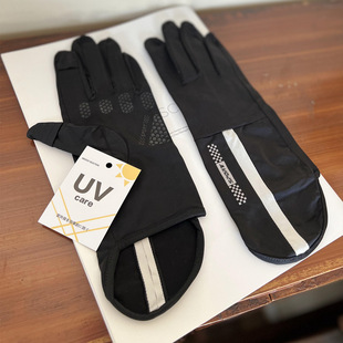 Can Bring Uv Card Out of Japan Sports Sun Protection Gloves Unisex Spring and Summer Thin Ice Silk Cool Feeling Uv Protection