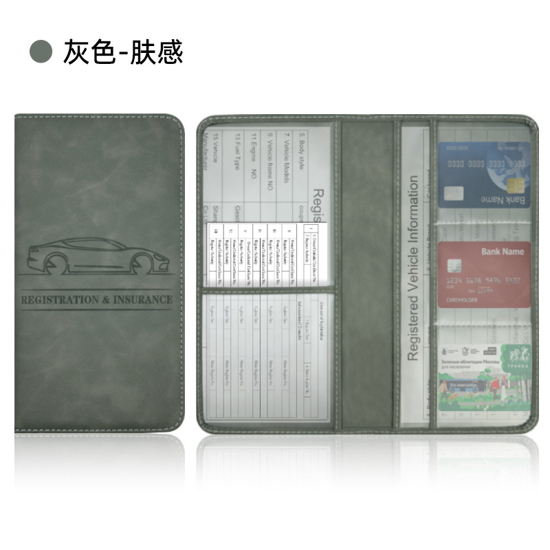 Transfronterizo temu licencia de conducir americana pu funda de cuero carpeta de registro de automóviles funda de archivo de información de seguro