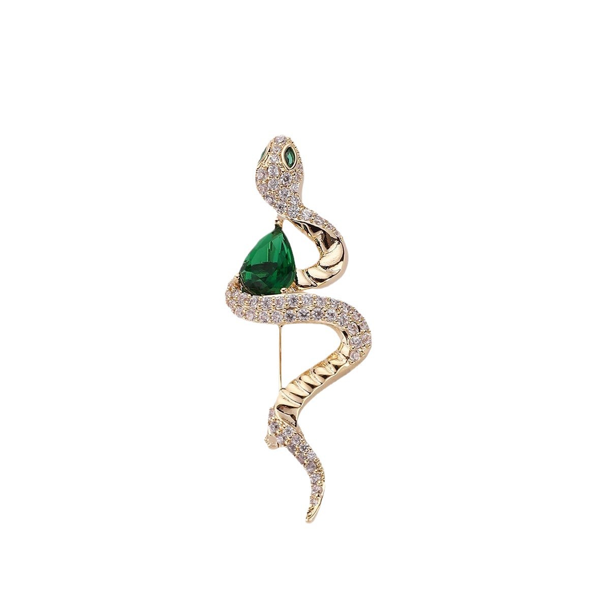 Europa y los Estados Unidos lujosos esmeralda gota de agua serpiente broche Zodiac Snake pectoral temperamento joyería de alfiler universal image 6