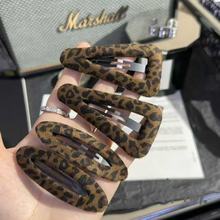 豹纹椭圆发夹BB夹侧边夹碎发夹韩国新款早秋咖色简约刘海夹发饰