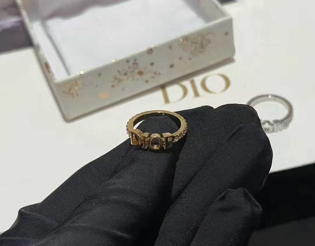 Dior Dior Evolution Ring Metal and Strass Crystal Gold