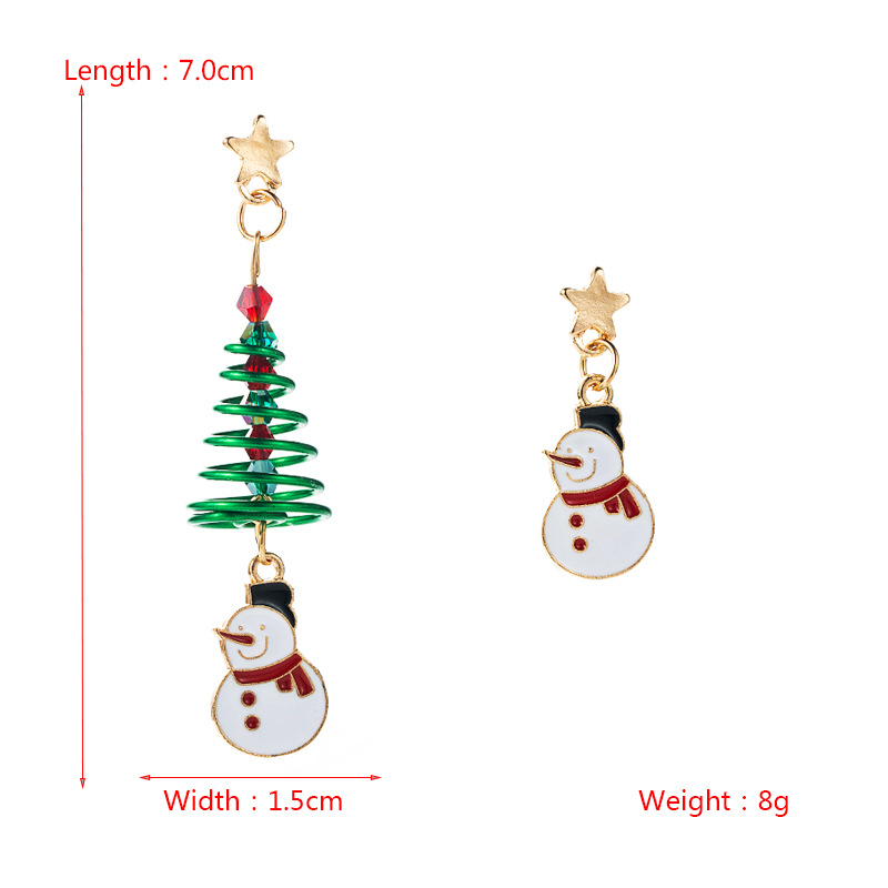 Christmas Ornament Snowflake Snowman Spiral Tree Earrings Wholesale Nihaojewelry display picture 1